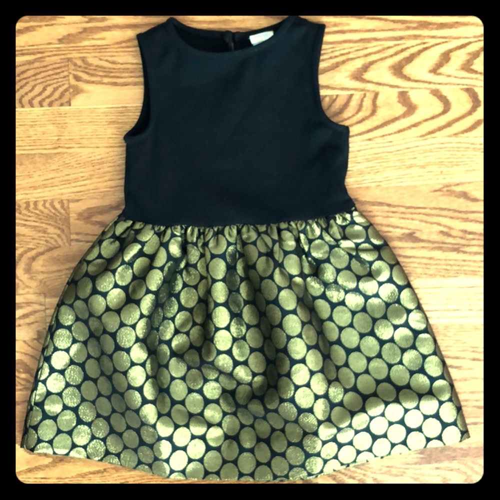 Girls sz 4 Crewcuts dress w/ embroidered gold dots